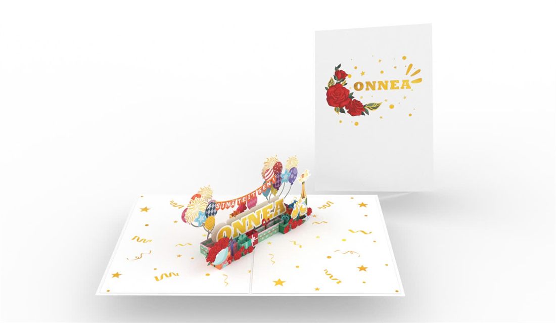 Onnea — Värikäs juhlakortti
